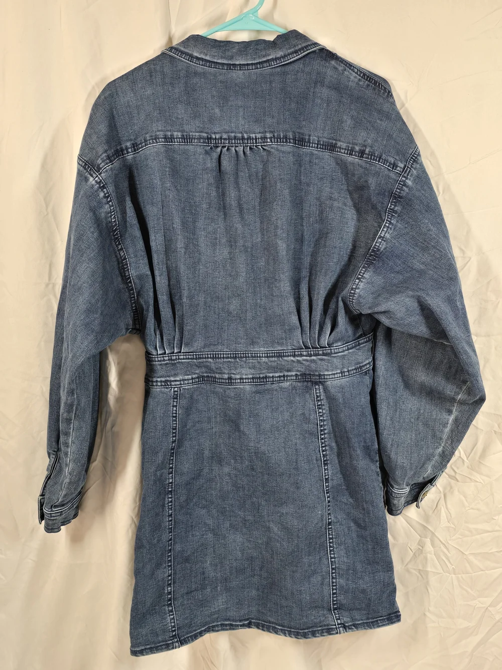 Free People We The Free Hannah Denim Button-Front Mini Dress - L - Picture 4 of 13